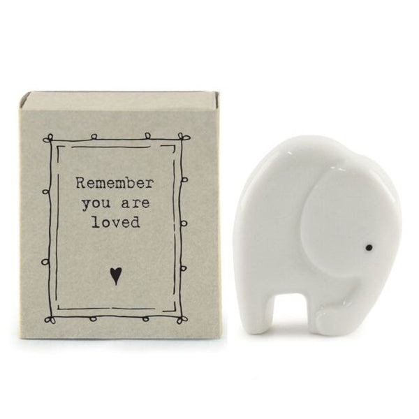 East Of India Ceramic Elephant 'Remember You Are Loved' Matchbox Gift