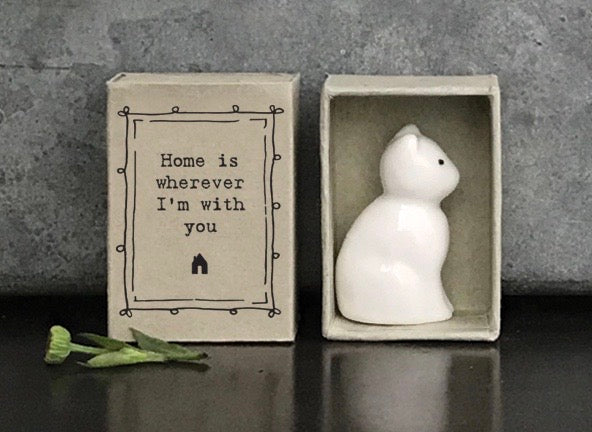 East Of India Ceramic Cat 'Home Is Wherever I Am With You' Matchbox Gift
