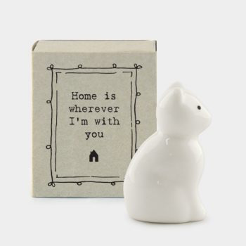 East Of India Ceramic Cat 'Home Is Wherever I Am With You' Matchbox Gift