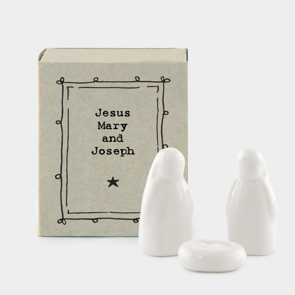 East Of India Ceramic Penguins 'Jesus Mary And Joseph' Matchbox Gift