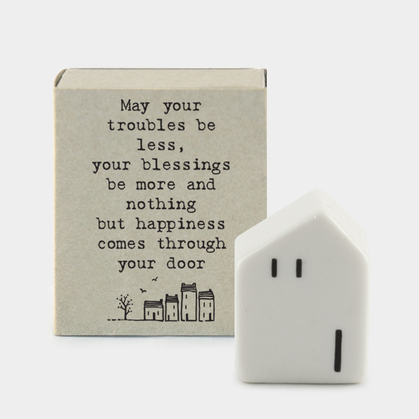 East Of India Ceramic House 'May Your Troubles Be Less, Your Blessings Be More And Nothing But Happiness Comes Through Your Door' Matchbox Gift