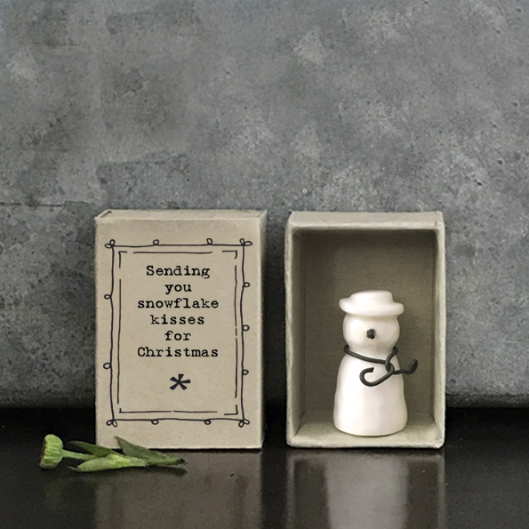 East Of India Ceramic Snowman 'Sending You Snowflake Kisses For Christmas' Matchbox Gift