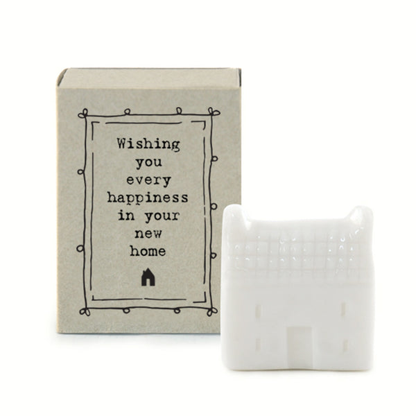 East Of India Ceramic Cottage 'Wishing You Every Happiness In Your New Home' Matchbox Gift