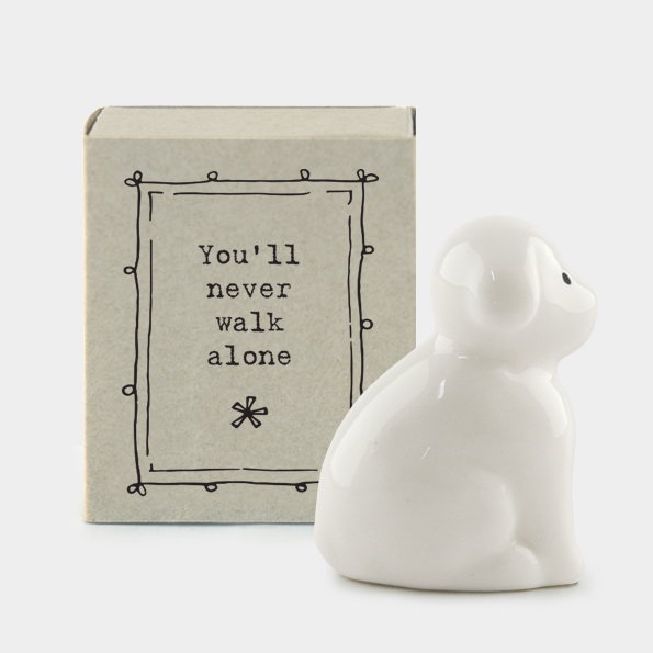 East Of India Ceramic Dog 'You'll Never Walk Alone' Matchbox Gift