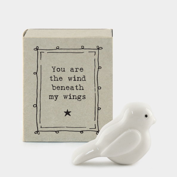 East Of India Ceramic Bird 'You Are The Wind Beneath My Wings' Matchbox Gift