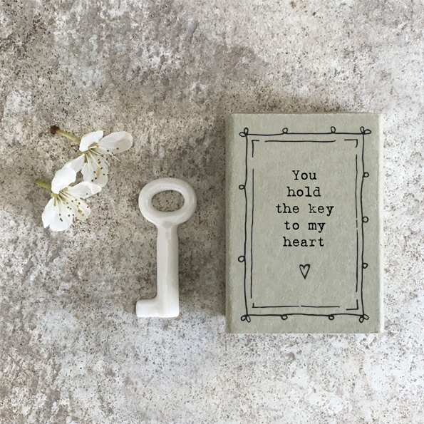 East Of India Ceramic Key 'You Hold The Key To My Heart' Matchbox Gift
