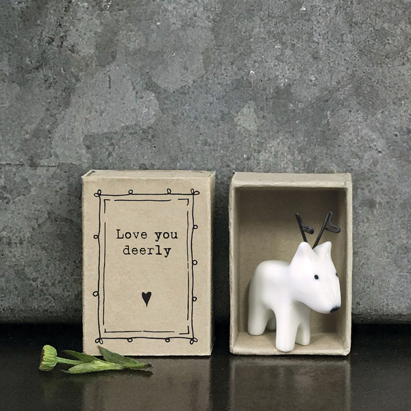 East Of India Ceramic Deer 'Love You Deerly' Matchbox Gift