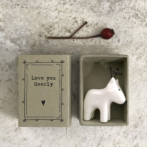 East Of India Ceramic Deer 'Love You Deerly' Matchbox Gift
