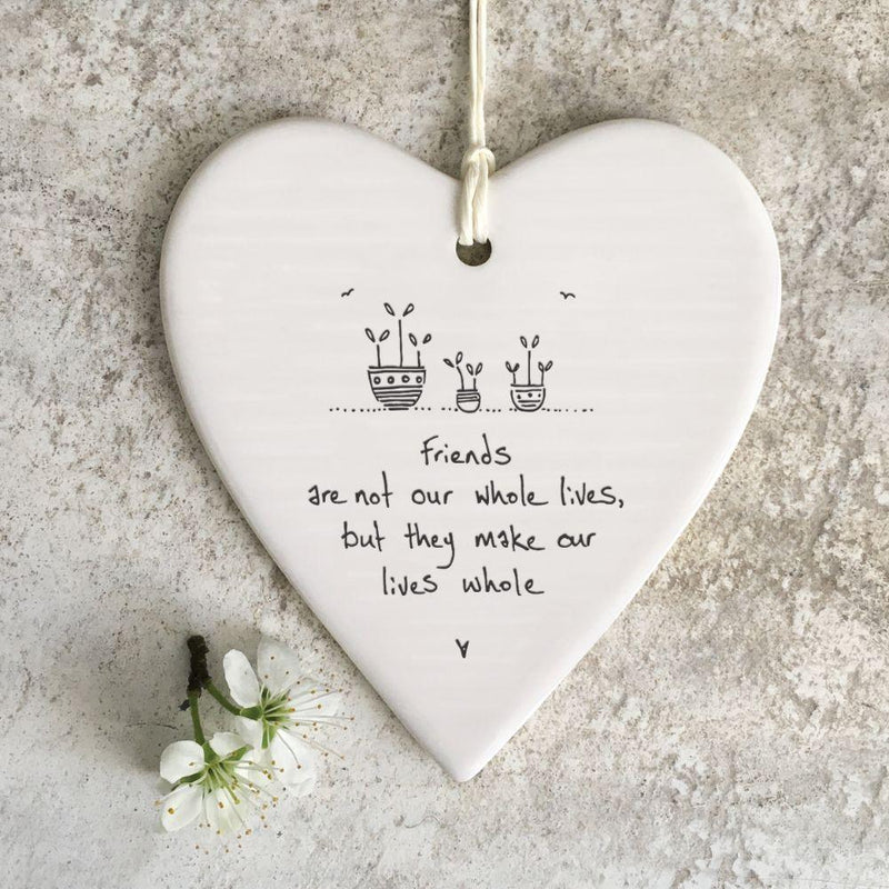 East Of India Heart 'Friends Are Not Our Whole Lives...' Hanging Ornament