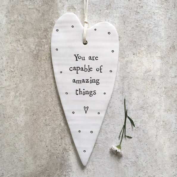East Of India Heart 'You Are Capable Of Amazing Things' Hanging Ornament