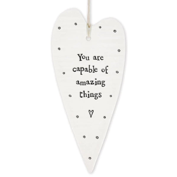 East Of India Heart 'You Are Capable Of Amazing Things' Hanging Ornament