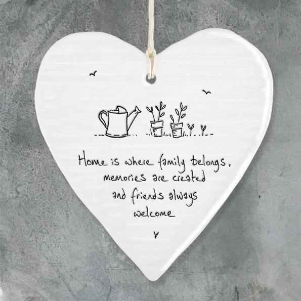 East Of India Heart 'Home Is Where Family Belongs...' Hanging Ornament