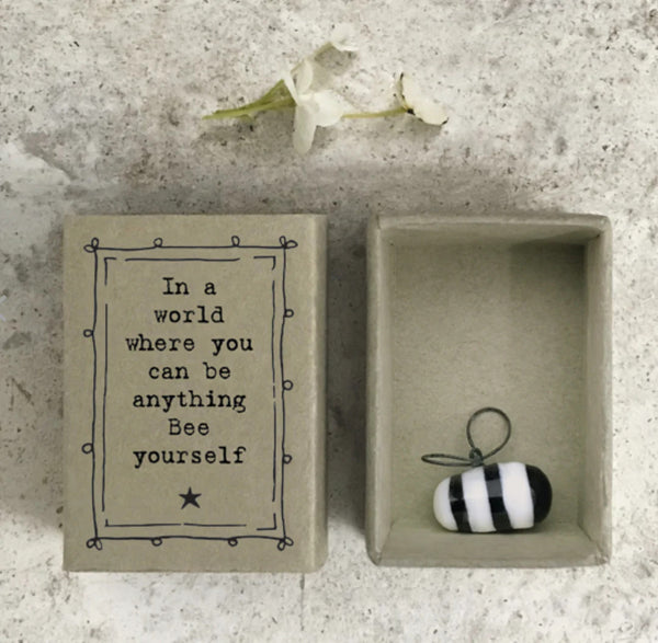 East Of India Ceramic Bee 'In A World Where You Can Be Anything, Bee Yourself' Matchbox Gift