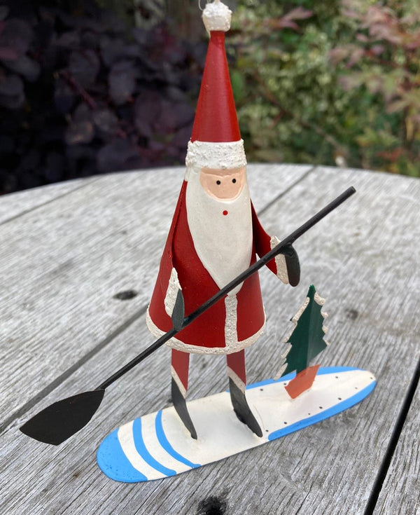 Shoeless Joe - Santa on a Paddle Board - Christmas Ornament