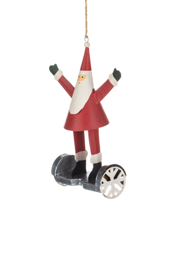 Shoeless Joe – Santa On A Hoverboard - Christmas Tree Hanging Ornament