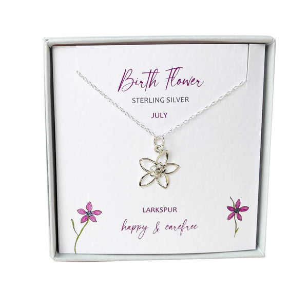 The Silver Studio - Sterling Silver Scottish Birth Flower Necklace - July
