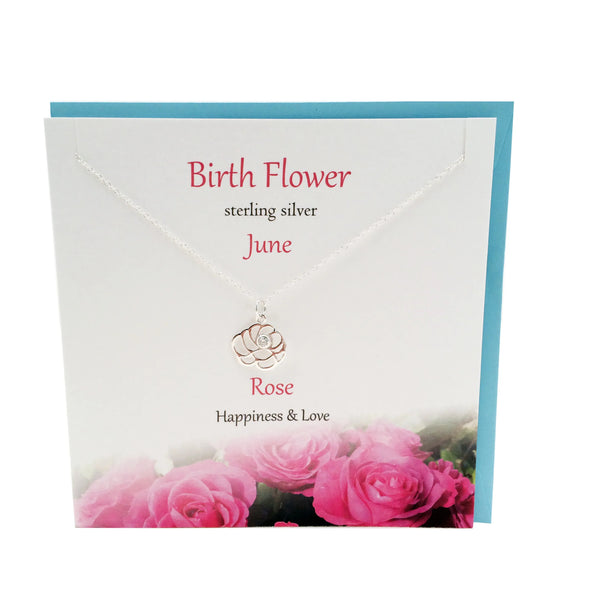 The Silver Studio - Sterling Silver Scottish Birth Flower Necklace - June