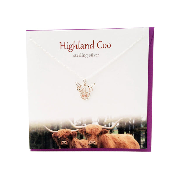 The Silver Studio - Sterling Silver Highland cow necklace