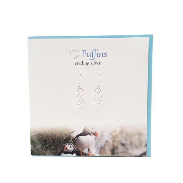 The Silver Studio - Sterling Silver Puffins dangly earrings
