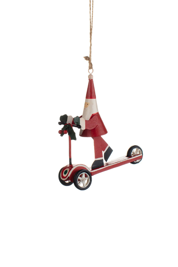 Shoeless Joe – Scooter Boy Santa - Christmas Tree Hanging Ornament